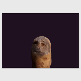 Поздравительная открытка с принтом Уставший картофель в Тюмени, 100% бумага | плотность бумаги 280 г/м2, матовая, на обратной стороне линовка и место для марки
 | Тематика изображения на принте: картофель | картошка | рожица | улыбка | усталость