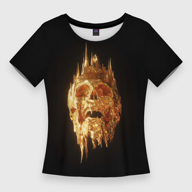 Женская футболка 3D Slim с принтом GOLDEN SKULL  ЗОЛОТОЙ ЧЕРЕП в Тюмени,  |  | art | bones | design | gold | skull | золото | череп