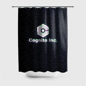 Штора 3D для ванной с принтом Экран Cognito Inc в Тюмени, 100% полиэстер | плотность материала — 100 г/м2. Стандартный размер — 146 см х 180 см. По верхнему краю — пластиковые люверсы для креплений. В комплекте 10 пластиковых колец | знак | лого | надпись | помехи | экран