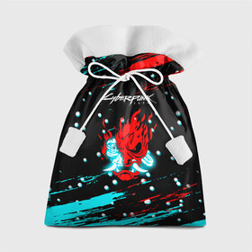 Подарочный 3D мешок с принтом Cyberpunk 2077 Белый снег в Тюмени, 100% полиэстер | Размер: 29*39 см | cd project red | cyberpunk 2077 | keanu reeves | samurai | киану ривз | киберпанк 2077 | новогодний | самураи | снег | снежинки