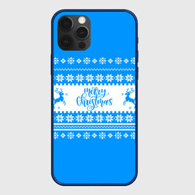 Чехол для iPhone 12 Pro Max с принтом MERRY CHRISTMAS | BLUE в Тюмени, Силикон |  | 2020 | 2021 | 2022 | christmas | merry | santa | дед мороз | кот | леденец | мяу | нг | новогодний | новый год | олени | рождество | санта клаус | свитер | узоры