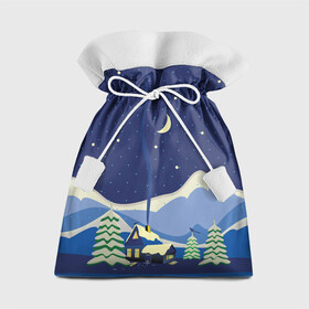 Подарочный 3D мешок с принтом Домик в горах в Тюмени, 100% полиэстер | Размер: 29*39 см | альпы | гора | горы | дом | домик | елка | ель | зима | снег | снежок | сорока | сосна