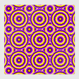 Магнитный плакат 3Х3 с принтом Желто-Фиолетовые цветы (иллюзия расширения) в Тюмени, Полимерный материал с магнитным слоем | 9 деталей размером 9*9 см | Тематика изображения на принте: абстракция | аум | галлюцинация | зазеркалье | игра ума | иллюзии | индиго | майя | мантра | медитация | мираж | неон | нирвана | обман зрения | ом | оптические иллюзии | просветление | психоделика