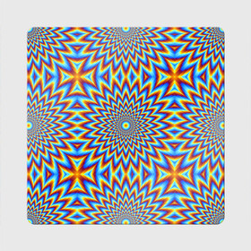 Магнит виниловый Квадрат с принтом Пульсирующий синий цветок (иллюзия движения) в Тюмени, полимерный материал с магнитным слоем | размер 9*9 см, закругленные углы | Тематика изображения на принте: абстракция | аум | галлюцинация | зазеркалье | игра ума | иллюзии | индиго | майя | мантра | медитация | мираж | неон | нирвана | обман зрения | ом | оптические иллюзии | просветление | психоделика