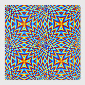 Магнитный плакат 3Х3 с принтом Пульсирующий синий цветок (иллюзия движения) в Тюмени, Полимерный материал с магнитным слоем | 9 деталей размером 9*9 см | Тематика изображения на принте: абстракция | аум | галлюцинация | зазеркалье | игра ума | иллюзии | индиго | майя | мантра | медитация | мираж | неон | нирвана | обман зрения | ом | оптические иллюзии | просветление | психоделика