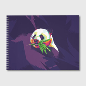 Альбом для рисования с принтом Панда  с бамбуком в Тюмени, 100% бумага
 | матовая бумага, плотность 200 мг. | Тематика изображения на принте: живопись | животное | медведь | панда | японский мишка