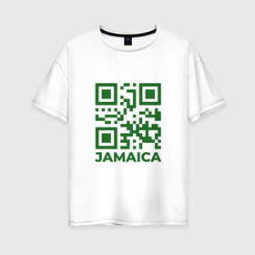 Женская футболка хлопок Oversize с принтом QR Jamaica в Тюмени, 100% хлопок | свободный крой, круглый ворот, спущенный рукав, длина до линии бедер
 | coronavirus | covid | covid19 | qr code | qr код | sputnik | вакцина | вакцинация | вирус | здоровье | изоляция | иммунитет | карантин | ковид | код | корона | коронавирус | маркировка | маска | матрица | п | пандемия