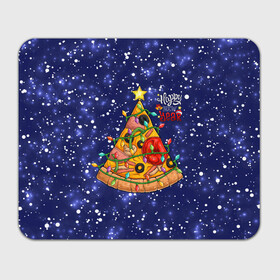 Прямоугольный коврик для мышки с принтом Новогодняя Елка Пицца в Тюмени, натуральный каучук | размер 230 х 185 мм; запечатка лицевой стороны | christmas | pizza | гирлянда | елка | ель | звезда | новый год | пицца | рождество