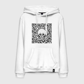 Мужская толстовка хлопок с принтом QR Skull в Тюмени, френч-терри, мягкий теплый начес внутри (100% хлопок) | карман-кенгуру, эластичные манжеты и нижняя кромка, капюшон с подкладом и шнурком | Тематика изображения на принте: coronavirus | covid | covid19 | qr code | qr код | sputnik | вакцина | вакцинация | вирус | здоровье | изоляция | иммунитет | карантин | ковид | код | корона | коронавирус | маркировка | маска | матрица | п | пандемия