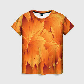 Женская футболка 3D с принтом Кленовая сладость в Тюмени, 100% полиэфир ( синтетическое хлопкоподобное полотно) | прямой крой, круглый вырез горловины, длина до линии бедер | желтый | клен | кленовый лист | лист | листопад | листья | оранжевый | осень
