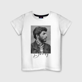 Детская футболка хлопок с принтом Молодой Сталин   пижон в Тюмени, 100% хлопок | круглый вырез горловины, полуприлегающий силуэт, длина до линии бедер | chief | dandy | dictator | dude | hype | stalin | вождь | диктатор | пижон | сталин | хайп | щёголь