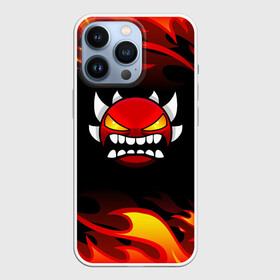 Чехол для iPhone 13 Pro с принтом Geometry Dash Fire. в Тюмени,  |  | Тематика изображения на принте: 2d | arcade | demon | game | geometry dash | levels | meltdown | robtop | smile | аркада | геометрический тире | демон | раннер | смайлы | уровни | эмоции