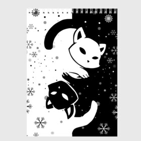 Скетчбук с принтом Новогодние два кота кувыркаются в Тюмени, 100% бумага
 | 48 листов, плотность листов — 100 г/м2, плотность картонной обложки — 250 г/м2. Листы скреплены сверху удобной пружинной спиралью | happy new year | merry christmas | зима близко | кот | коты | коты кувыркаются | котэ | новогодние коты | новогодний кот | снег | снежинки