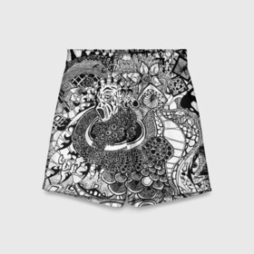 Детские спортивные шорты 3D с принтом Черно белый треш в Тюмени,  100% полиэстер
 | пояс оформлен широкой мягкой резинкой, ткань тянется
 | абстракция | пестрый | узор | черно белое | яркий