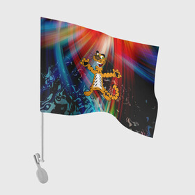 Флаг для автомобиля с принтом Новогодний тигр пляшет в Тюмени, 100% полиэстер | Размер: 30*21 см | Тематика изображения на принте: абстракция | животное | мультик | новый год | тигр