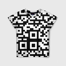 Детская футболка 3D с принтом qr code куаркод в Тюмени, 100% гипоаллергенный полиэфир | прямой крой, круглый вырез горловины, длина до линии бедер, чуть спущенное плечо, ткань немного тянется | covid | qr code | антикороновирус | ковид | куаркод | привика