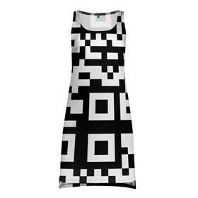 Платье-майка 3D с принтом qr code куаркод в Тюмени, 100% полиэстер | полуприлегающий силуэт, широкие бретели, круглый вырез горловины, удлиненный подол сзади. | covid | qr code | антикороновирус | ковид | куаркод | привика