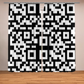 Фотошторы с принтом qr code куаркод в Тюмени, Блэкаут (светозащита 90%) / Габардин (светозащита 40% | 2 полотна шириной по 145 см; Высота 200-300 см; Крепление: шторная лента (на крючки); | covid | qr code | антикороновирус | ковид | куаркод | привика