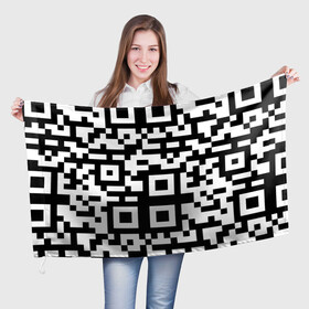 Флаг 3D с принтом qr code куаркод в Тюмени, 100% полиэстер | плотность ткани — 95 г/м2, размер — 67 х 109 см. Принт наносится с одной стороны | covid | qr code | антикороновирус | ковид | куаркод | привика