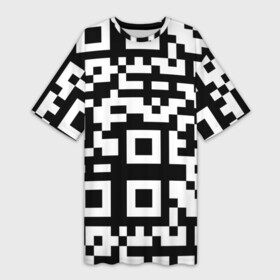 Платье-футболка 3D с принтом qr code куаркод в Тюмени,  |  | covid | qr code | антикороновирус | ковид | куаркод | привика