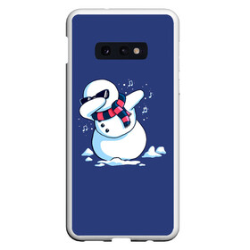 Чехол для Samsung S10E с принтом Dab Snowman in a scarf в Тюмени, Силикон | Область печати: задняя сторона чехла, без боковых панелей | Тематика изображения на принте: 2022 | 22 | christmas | dab | dub | new | notes | scarf | snow | snowman | snowy | woman | year | баба | год | даб | новый | ноты | очки | рождество | снег | снеговик | снежная | шарф