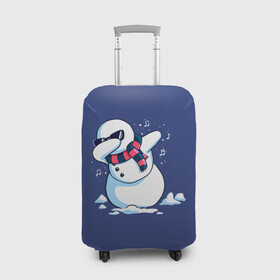 Чехол для чемодана 3D с принтом Dab Snowman in a scarf в Тюмени, 86% полиэфир, 14% спандекс | двустороннее нанесение принта, прорези для ручек и колес | 2022 | 22 | christmas | dab | dub | new | notes | scarf | snow | snowman | snowy | woman | year | баба | год | даб | новый | ноты | очки | рождество | снег | снеговик | снежная | шарф