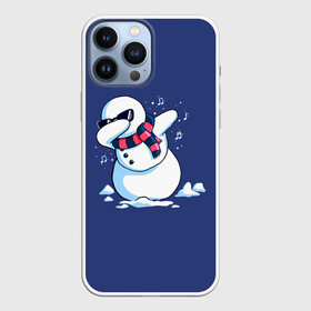 Чехол для iPhone 13 Pro Max с принтом Dab Snowman in a scarf в Тюмени,  |  | Тематика изображения на принте: 2022 | 22 | christmas | dab | dub | new | notes | scarf | snow | snowman | snowy | woman | year | баба | год | даб | новый | ноты | очки | рождество | снег | снеговик | снежная | шарф