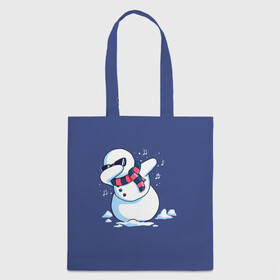 Шоппер 3D с принтом Dab Snowman in a scarf в Тюмени, 100% полиэстер | Плотность: 200 г/м2; Размер: 34×35 см; Высота лямок: 30 см | Тематика изображения на принте: 2022 | 22 | christmas | dab | dub | new | notes | scarf | snow | snowman | snowy | woman | year | баба | год | даб | новый | ноты | очки | рождество | снег | снеговик | снежная | шарф