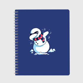 Тетрадь с принтом Dab Snowman in a scarf в Тюмени, 100% бумага | 48 листов, плотность листов — 60 г/м2, плотность картонной обложки — 250 г/м2. Листы скреплены сбоку удобной пружинной спиралью. Уголки страниц и обложки скругленные. Цвет линий — светло-серый
 | 2022 | 22 | christmas | dab | dub | new | notes | scarf | snow | snowman | snowy | woman | year | баба | год | даб | новый | ноты | очки | рождество | снег | снеговик | снежная | шарф
