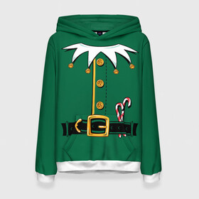 Женская толстовка 3D с принтом Christmas Elf Outfit в Тюмени, 100% полиэстер  | двухслойный капюшон со шнурком для регулировки, мягкие манжеты на рукавах и по низу толстовки, спереди карман-кенгуру с мягким внутренним слоем. | christmas | claus | clothes | deer | elf | frost | helpers | new | north | outfit | pole | santa | year | год | дед | клаус | мороз | новый | одежда | олени | полюс | помощники | рождественский | рождество | санта | санты | северный | эльф