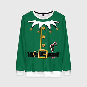 Женский свитшот 3D с принтом Christmas Elf Outfit в Тюмени, 100% полиэстер с мягким внутренним слоем | круглый вырез горловины, мягкая резинка на манжетах и поясе, свободная посадка по фигуре | christmas | claus | clothes | deer | elf | frost | helpers | new | north | outfit | pole | santa | year | год | дед | клаус | мороз | новый | одежда | олени | полюс | помощники | рождественский | рождество | санта | санты | северный | эльф