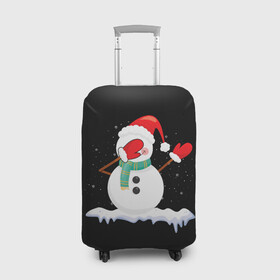 Чехол для чемодана 3D с принтом Cartoon Dab Snowman в Тюмени, 86% полиэфир, 14% спандекс | двустороннее нанесение принта, прорези для ручек и колес | 2022 | 22 | cartoon | christmas | dab | dub | mult | new | notes | scarf | snow | snowman | snowy | woman | year | баба | год | даб | мультяшный | новый | очки | рождество | снег | снеговик | снежная | шарф