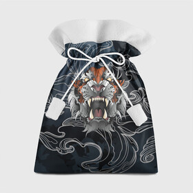 Подарочный 3D мешок с принтом Рычащий Тигр в японском стиле в Тюмени, 100% полиэстер | Размер: 29*39 см | Тематика изображения на принте: волны | символ года | тигр | хищник | япония
