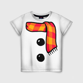 Детская футболка 3D с принтом Snowman Outfit в Тюмени, 100% гипоаллергенный полиэфир | прямой крой, круглый вырез горловины, длина до линии бедер, чуть спущенное плечо, ткань немного тянется | attributes | buttons | christmas | new | scarf | snow | snowman | snowy | woman | year | атрибутика | баба | год | новый | пуговица | пуговицы | рождество | снег | снеговик | снежная | шарф