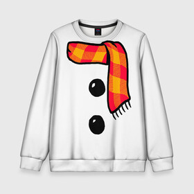 Детский свитшот 3D с принтом Snowman Outfit в Тюмени, 100% полиэстер | свободная посадка, прямой крой, мягкая тканевая резинка на рукавах и понизу свитшота | attributes | buttons | christmas | new | scarf | snow | snowman | snowy | woman | year | атрибутика | баба | год | новый | пуговица | пуговицы | рождество | снег | снеговик | снежная | шарф