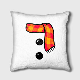 Подушка 3D с принтом Snowman Outfit в Тюмени, наволочка – 100% полиэстер, наполнитель – холлофайбер (легкий наполнитель, не вызывает аллергию). | состоит из подушки и наволочки. Наволочка на молнии, легко снимается для стирки | Тематика изображения на принте: attributes | buttons | christmas | new | scarf | snow | snowman | snowy | woman | year | атрибутика | баба | год | новый | пуговица | пуговицы | рождество | снег | снеговик | снежная | шарф