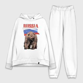 Женский костюм хлопок Oversize с принтом Русский свирепый медведь в Тюмени,  |  | bear | courage | fearlessness | flag | force | muzzle | paws | power | russia | бесстрашие | лапы | медведь | мощь | мужество | отвага | россия | сила | флаг