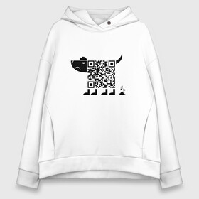 Женское худи Oversize хлопок с принтом QR DOG QR КОД в Тюмени, френч-терри — 70% хлопок, 30% полиэстер. Мягкий теплый начес внутри —100% хлопок | боковые карманы, эластичные манжеты и нижняя кромка, капюшон на магнитной кнопке | mems | qr code | qr dog | qr дог | qr код | qrcode | qrкод | quick response code | дог | куар | куар код | кью ар код | матричных штриховых кодов | мем | прикол | штриховых кодов | шутка