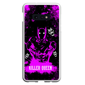 Чехол для Samsung S10E с принтом JOJO   KILLER QUEEN   КОРОЛЕВА УБИЙЦА   АРТ в Тюмени, Силикон | Область печати: задняя сторона чехла, без боковых панелей | Тематика изображения на принте: adventure | jojo | jojos bizarre | jojos bizarre adventure | killer queen | pattern | yare yare daze | аниме | брызги | джоджо | манга | розовый | узор | яре яре дазе