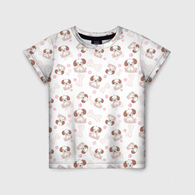 Детская футболка 3D с принтом Милые собачки разных пород в Тюмени, 100% гипоаллергенный полиэфир | прямой крой, круглый вырез горловины, длина до линии бедер, чуть спущенное плечо, ткань немного тянется | пес | песик | порода | собака | собачка