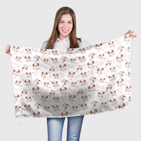 Флаг 3D с принтом Милые собачки разных пород в Тюмени, 100% полиэстер | плотность ткани — 95 г/м2, размер — 67 х 109 см. Принт наносится с одной стороны | пес | песик | порода | собака | собачка