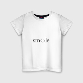 Детская футболка хлопок с принтом Смайлик (улыбка) в Тюмени, 100% хлопок | круглый вырез горловины, полуприлегающий силуэт, длина до линии бедер | девушке | подарок | смайлик | смех | улыбка