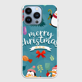 Чехол для iPhone 13 Pro с принтом Merry Christmas from Eugenia в Тюмени,  |  | christmas | merry | new year | snowman | год | животные | зима | новый | новый год | паттерн | праздник | рождество | снег | снеговик | снежинки