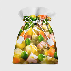 Подарочный 3D мешок с принтом Весь в оливье в Тюмени, 100% полиэстер | Размер: 29*39 см | salat | новый год | оливье | салат