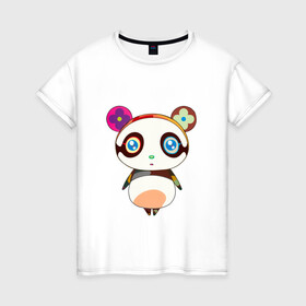Женская футболка хлопок с принтом Панда Такаси Мураками в Тюмени, 100% хлопок | прямой крой, круглый вырез горловины, длина до линии бедер, слегка спущенное плечо | panda | панда | такаси мураками | японский художник