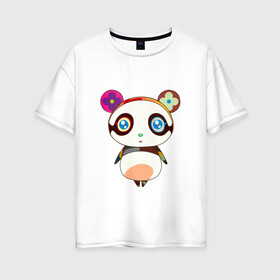 Женская футболка хлопок Oversize с принтом Панда Такаси Мураками в Тюмени, 100% хлопок | свободный крой, круглый ворот, спущенный рукав, длина до линии бедер
 | panda | панда | такаси мураками | японский художник