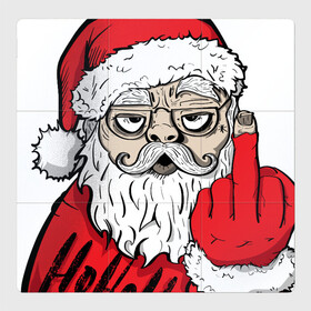Магнитный плакат 3Х3 с принтом Плохой дед мороз Merry x-mas в Тюмени, Полимерный материал с магнитным слоем | 9 деталей размером 9*9 см | Тематика изображения на принте: 2022 | bad | комикс | новый год | рождество | санта
