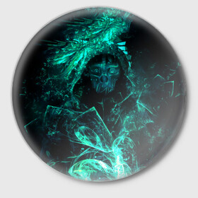 Значок с принтом Korvo green в Тюмени,  металл | круглая форма, металлическая застежка в виде булавки | dishonored | disonord | game | games | дисонорд | игра | игры