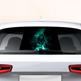 Наклейка на авто - для заднего стекла с принтом Korvo green в Тюмени, ПВХ | Точные размеры наклейки зависят от выбранного изображения (ширина не больше 75 мм, высота не больше 45 мм) | dishonored | disonord | game | games | дисонорд | игра | игры