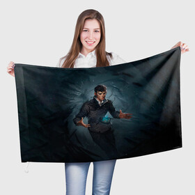 Флаг 3D с принтом Dishonored art в Тюмени, 100% полиэстер | плотность ткани — 95 г/м2, размер — 67 х 109 см. Принт наносится с одной стороны | dishonored | disonord | game | games | дисонорд | игра | игры
